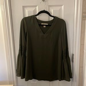 Green Michael Kors Bell Sleeve Top